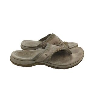 Merrell Hollyleaf Womens‎ Taupe Leather Comfort Thong Sandals Flip Flops Shoes 6